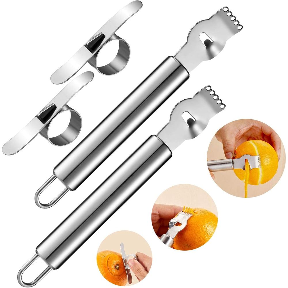 Peeler Channel Knife - 4-Piece Stainless Steel Lemon Zester and