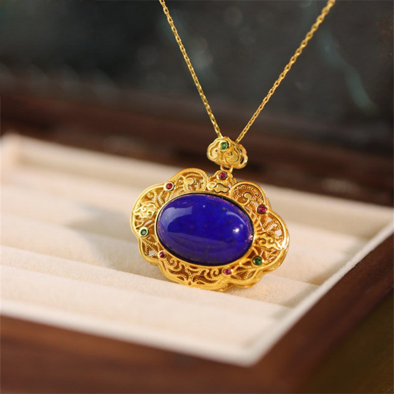 Bar Cart Gold - Classical lapis lazuli necklaces High sense