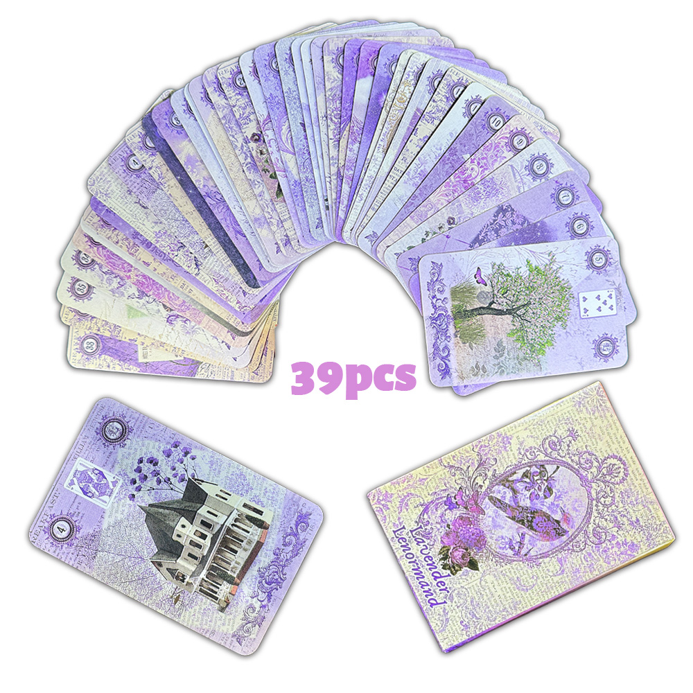 Cocktail Recipe Book - Lavender Lenormand Cards Deck 39pcs Vintage