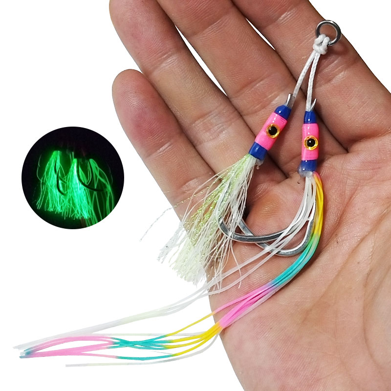 2Pairs/bag Glow Jig Lure Hooks - огляд і ціна Jigger Double Sided