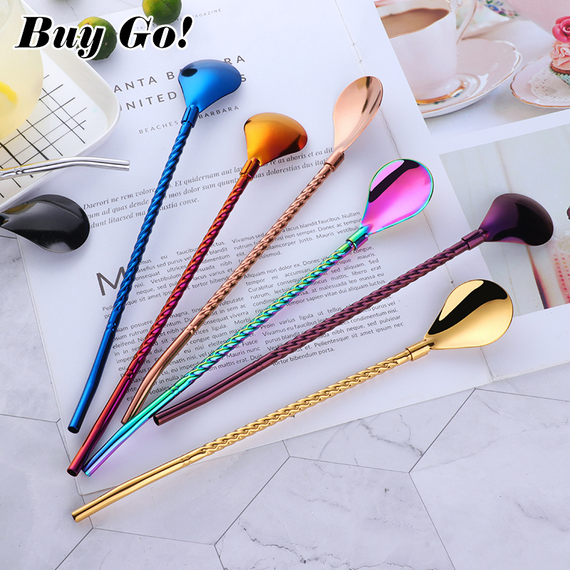 1PC Long Big Twisted Straw Spo - огляд і ціна Bar Spoon Twisted