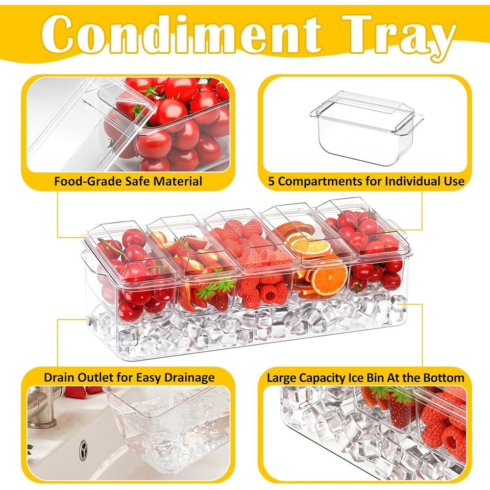 Condiment Tray, Chilled Server - огляд і ціна Garnish Tray Set