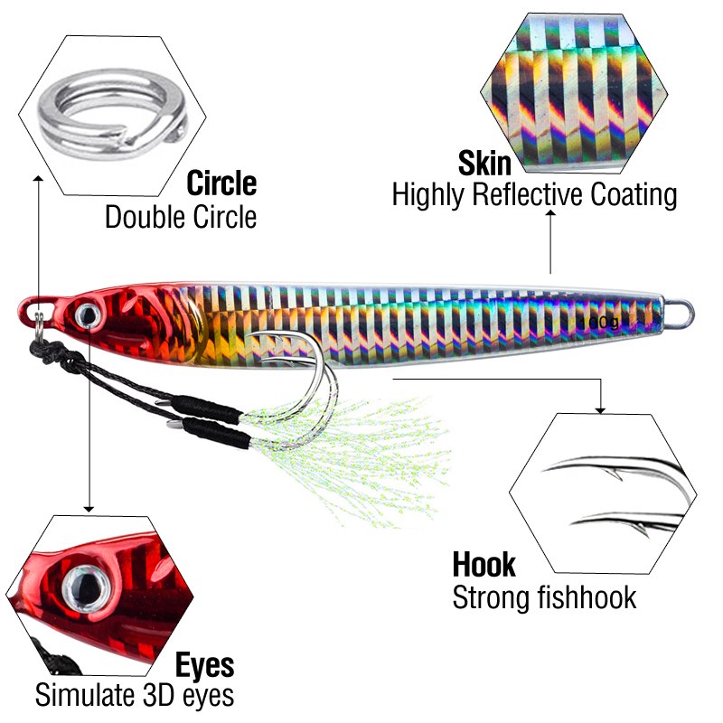 7Pcs 40g 60g 80g 100g Luminous - огляд і ціна Jigger Double Sided