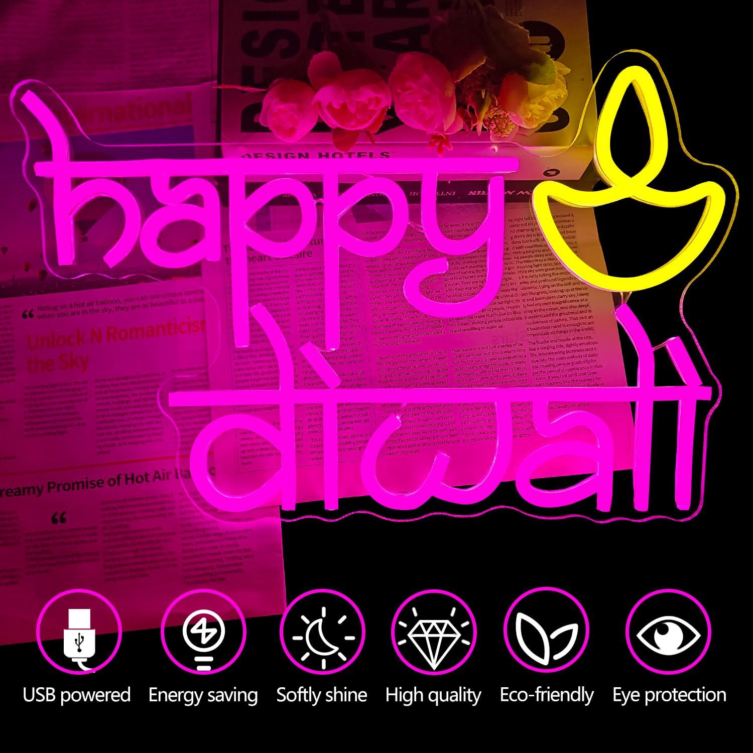 Happy Diwali Neon Sign USB Pow - огляд і ціна Home Bar Signs