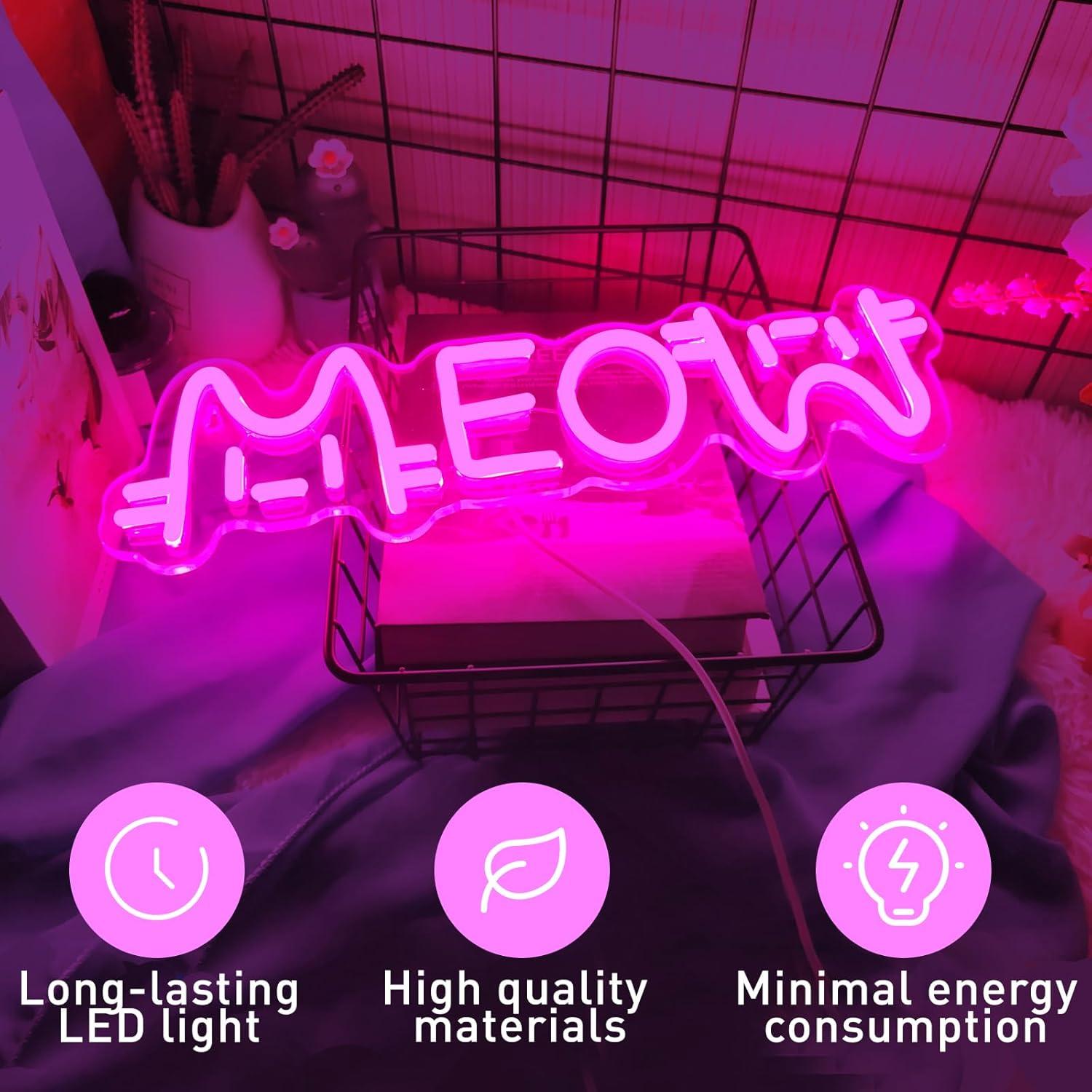 Meow Neon Sign Cat USB Powered - огляд і ціна Home Bar Signs
