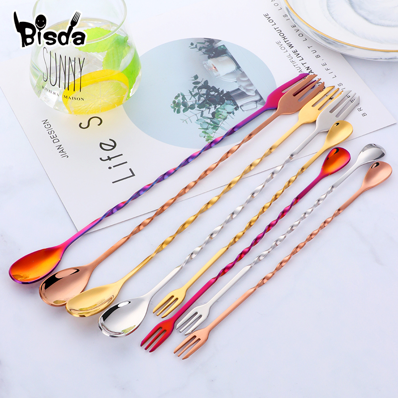 Cocktail Bar Spoons with Fork, - огляд і ціна Bar Spoon Twisted