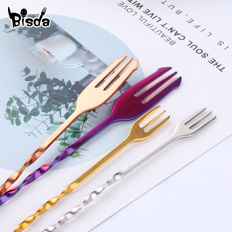 Cocktail Bar Spoons with Fork, - огляд і ціна Bar Spoon Twisted
